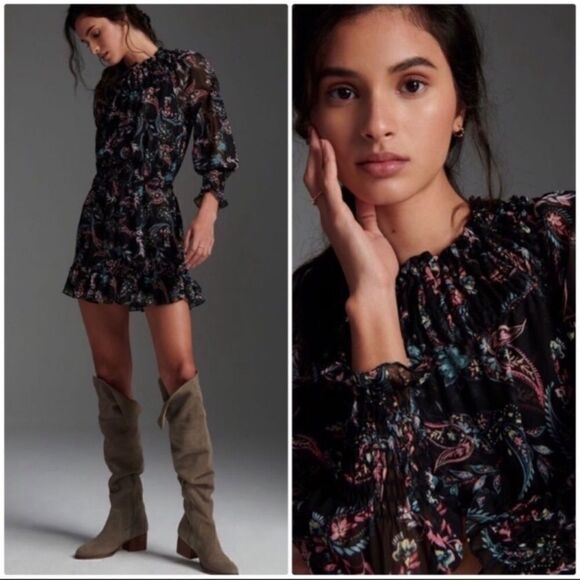 Misa Los Angeles Marin Dress In Enchanted Paisley Print Black - Picture 8 of 8